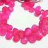 This listing is for the 43 Pieces of Hot Pink Chalcydony Faceted Pear briolettes in size of 8x11 - 10x12 mm approx,,Length: 8 inch,,Total Pcs: 43
